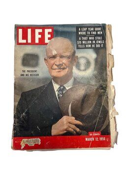 Vintage 1956 LIFE Magazine March 12 Eisenhower Cover Plymouth Lucky Strike Ads M